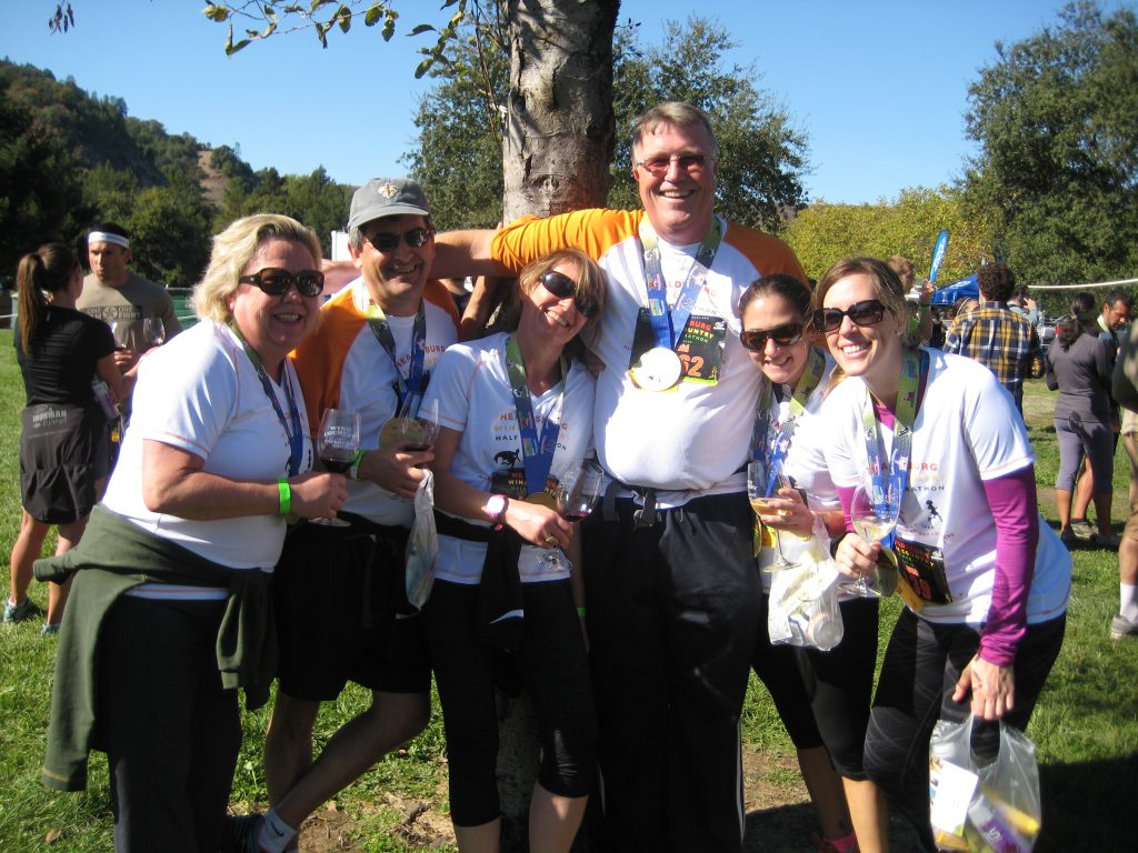 Elissa, Roger, Barbara, Dave, Jillian, and Karen after the race