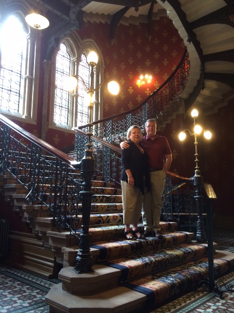 D&E on staircase at St Pancras