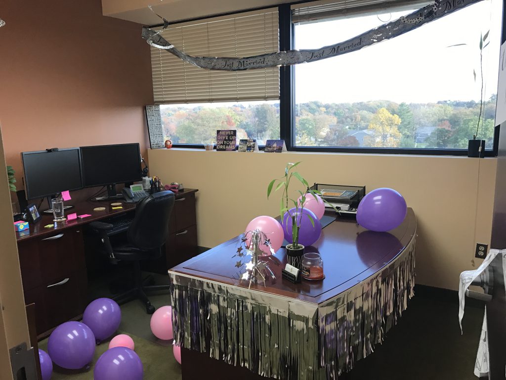 To her great surprise, Lauren returned to the office to find a wonderfully decorated space; the incredible support of the Yeske Buie team put a huge smile on her face!